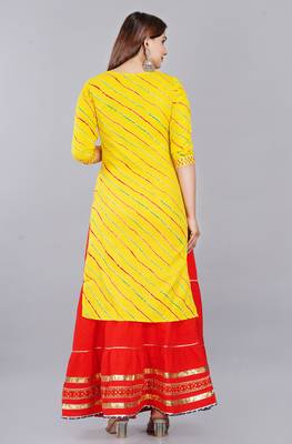 Embroidered pure cotton printed kurta skirt with dupatta set 3