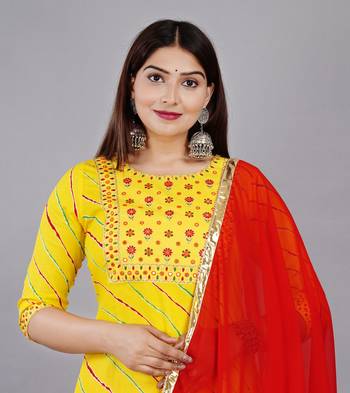 Embroidered pure cotton printed kurta skirt with dupatta set 5
