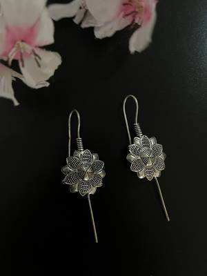 Silver pin bugadi earrings oxidized stud earrings indian boho jewelry silver hippie jewelry 4