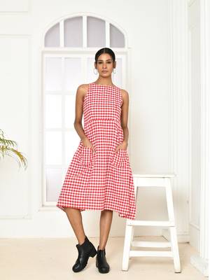 Emera red handloom cotton dress 1