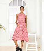 Emera red handloom cotton dress