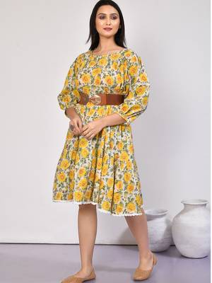 Ishya floral tiered cotton midi dress 1