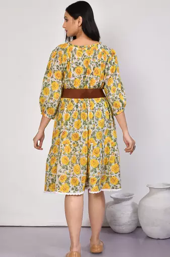 Ishya floral tiered cotton midi dress