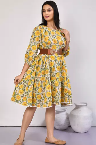 Ishya floral tiered cotton midi dress