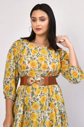 Ishya floral tiered cotton midi dress