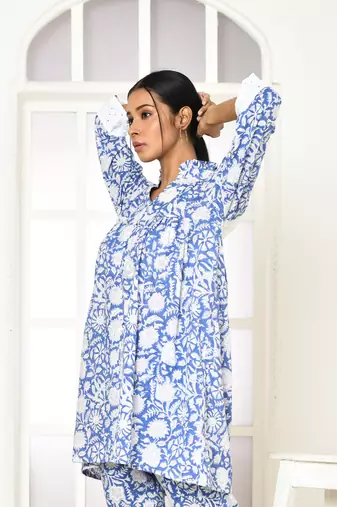 Edelina handprinted women's cotton shirt