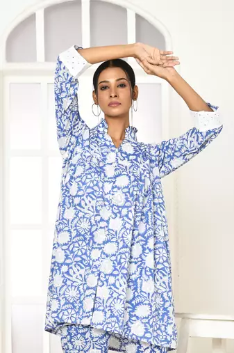 Edelina handprinted women's cotton shirt