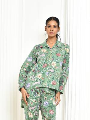 Dhanvi handprinted women's cotton shirt 1