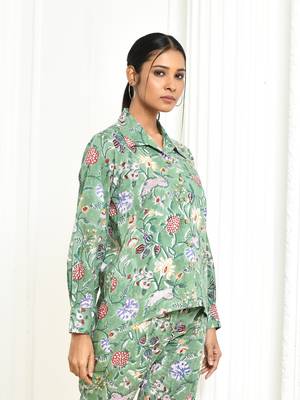 Dhanvi handprinted women's cotton shirt 3