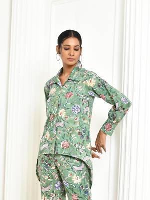Dhanvi handprinted women's cotton shirt 4