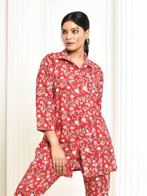 Aesica handprinted women's cotton shirt 1