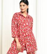 Aesica handprinted women's cotton shirt