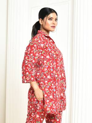 Aesica handprinted women's cotton shirt 3