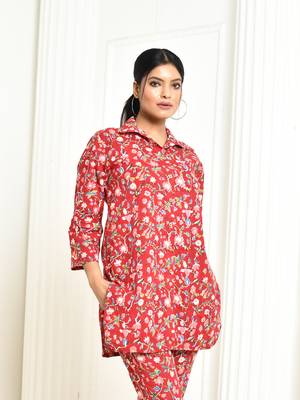 Aesica handprinted women's cotton shirt 4
