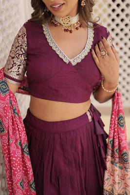 Trending Wine Viscose Jacquard With Gajji Silk Dupatta Perfect Fusion Of Elegance Lehenga choli For Festivals   6