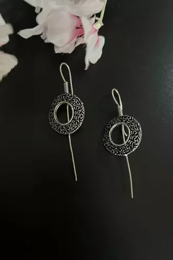 Silver pin bugadi earrings oxidized stud earrings indian boho jewelry silver hippie jewelry