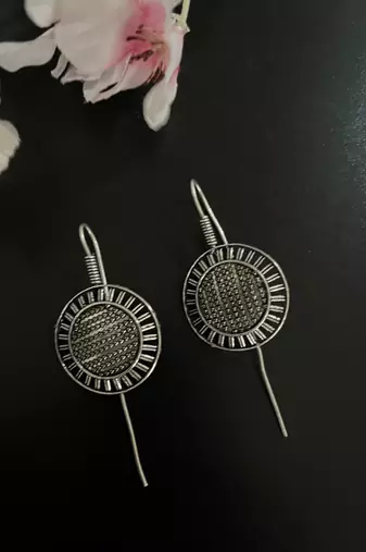 Silver pin bugadi earrings oxidized stud earrings indian boho jewelry silver hippie jewelry