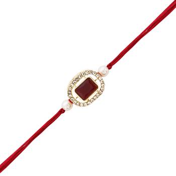 designer kundan pearl bhaiya rakhi with roli chawal & rakshabandhan card for brother/bro/bhai/men  2