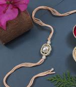 designer kundan pearl bhaiya rakhi with roli chawal & rakshabandhan card for brother/bro/bhai/men 