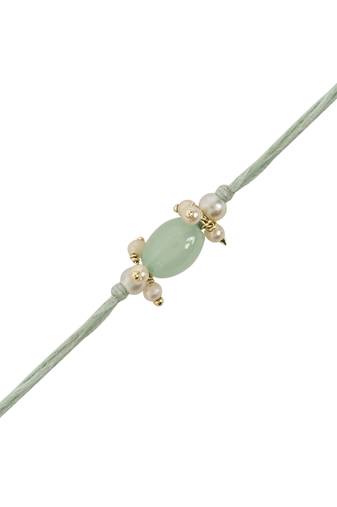 designer pearl bhaiya rakhi with roli chawal & rakshabandhan card for brother/bro/bhai/men (r158min)
