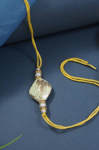 designer bhaiya rakhi with roli chawal & rakshabandhan card for brother/bro/bhai/men (r159y)