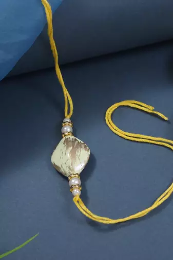 designer bhaiya rakhi with roli chawal & rakshabandhan card for brother/bro/bhai/men (r159y)