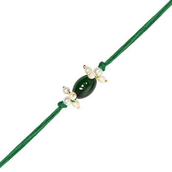 designer pearl bhaiya rakhi with roli chawal & rakshabandhan card for brother/bro/bhai/men  1