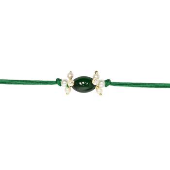 designer pearl bhaiya rakhi with roli chawal & rakshabandhan card for brother/bro/bhai/men  2