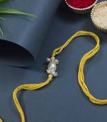 designer pearl bhaiya rakhi with roli chawal & rakshabandhan card for brother/bro/bhai/men 