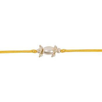 designer pearl bhaiya rakhi with roli chawal & rakshabandhan card for brother/bro/bhai/men  2