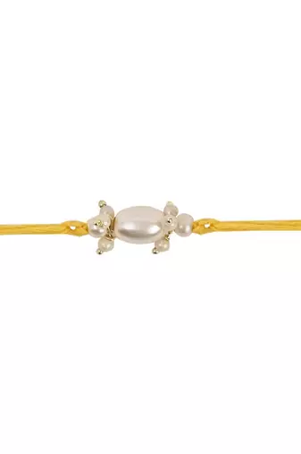 designer pearl bhaiya rakhi with roli chawal & rakshabandhan card for brother/bro/bhai/men 