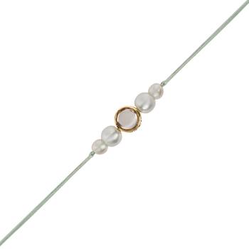 designer kundan pearl bhaiya rakhi with roli chawal & rakshabandhan card for brother/bro/bhai/men  1