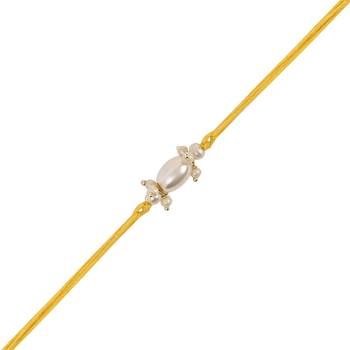 designer pearl bhaiya rakhi with roli chawal & rakshabandhan card for brother/bro/bhai/men  3