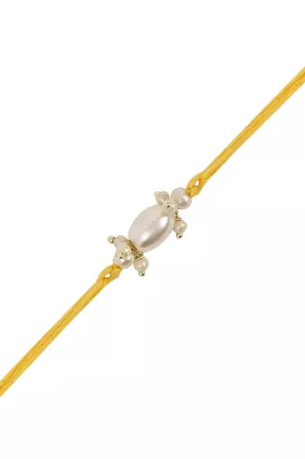 designer pearl bhaiya rakhi with roli chawal & rakshabandhan card for brother/bro/bhai/men 