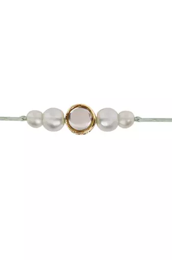 designer kundan pearl bhaiya rakhi with roli chawal & rakshabandhan card for brother/bro/bhai/men 