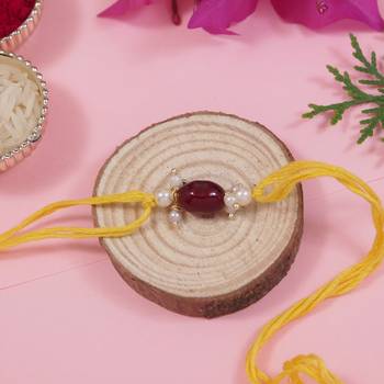 designer pearl bhaiya rakhi with roli chawal & rakshabandhan card for brother/bro/bhai/men  1