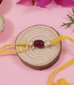 designer pearl bhaiya rakhi with roli chawal & rakshabandhan card for brother/bro/bhai/men 
