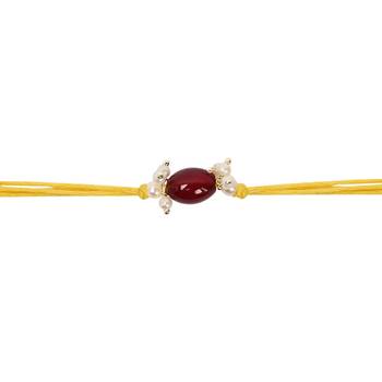 designer pearl bhaiya rakhi with roli chawal & rakshabandhan card for brother/bro/bhai/men  2