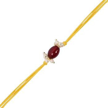 designer pearl bhaiya rakhi with roli chawal & rakshabandhan card for brother/bro/bhai/men  3