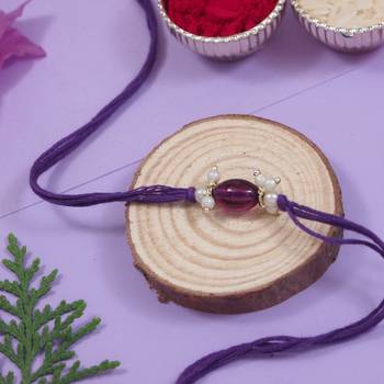 designer pearl bhaiya rakhi with roli chawal & rakshabandhan card for brother/bro/bhai/men  1