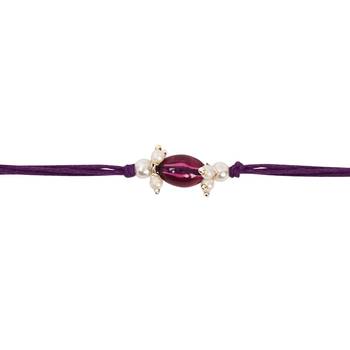 designer pearl bhaiya rakhi with roli chawal & rakshabandhan card for brother/bro/bhai/men  2