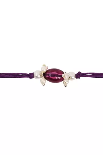 designer pearl bhaiya rakhi with roli chawal & rakshabandhan card for brother/bro/bhai/men 