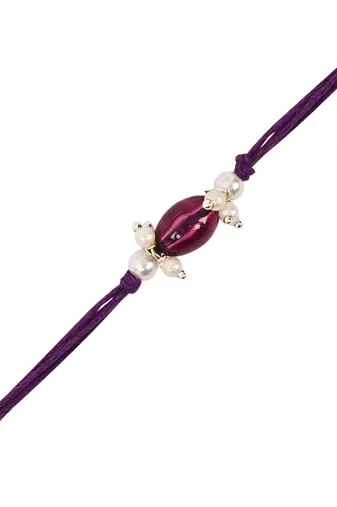 designer pearl bhaiya rakhi with roli chawal & rakshabandhan card for brother/bro/bhai/men 