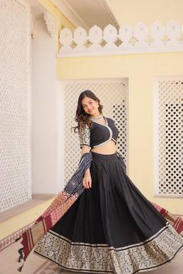 Trending Black Viscose Jacquard With Gajji Silk Dupatta Perfect Fusion Of Elegance Lehenga choli For Festivals   2
