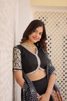Trending Black Viscose Jacquard With Gajji Silk Dupatta Perfect Fusion Of Elegance Lehenga choli For Festivals   3
