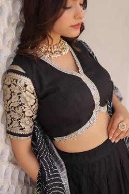 Trending Black Viscose Jacquard With Gajji Silk Dupatta Perfect Fusion Of Elegance Lehenga choli For Festivals   5