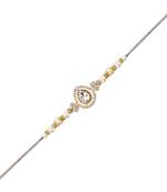 designer kundan pearl bhaiya rakhi with roli chawal for brother/bro/men with rakshabandhan card 