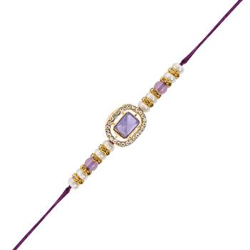 designer kundan pearl bhaiya rakhi with roli chawal & rakshabandhan card for brother/bro/bhai/men  2