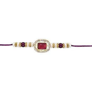 designer kundan pearl bhaiya rakhi with roli chawal & rakshabandhan card 2