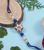 designer meenakari kundan pearl bhaiya rakhi with roli chawal & rakshabandhan